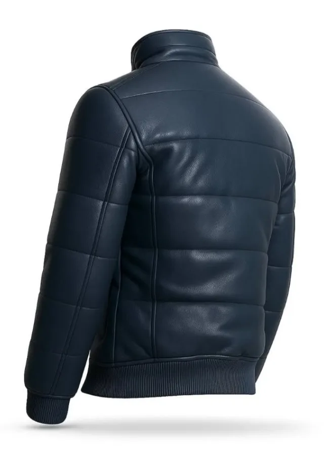 Blue Pure Leather Jacket