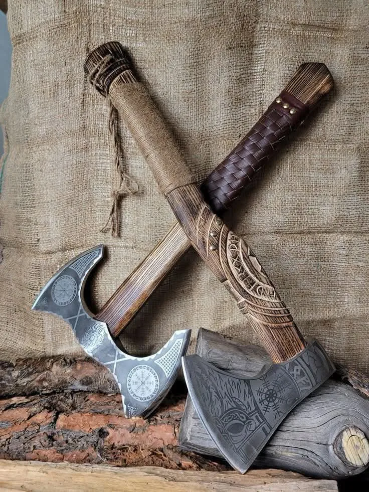 2 Handcrafted Viking-Style Axes