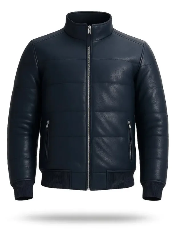 Blue Pure Leather Jacket