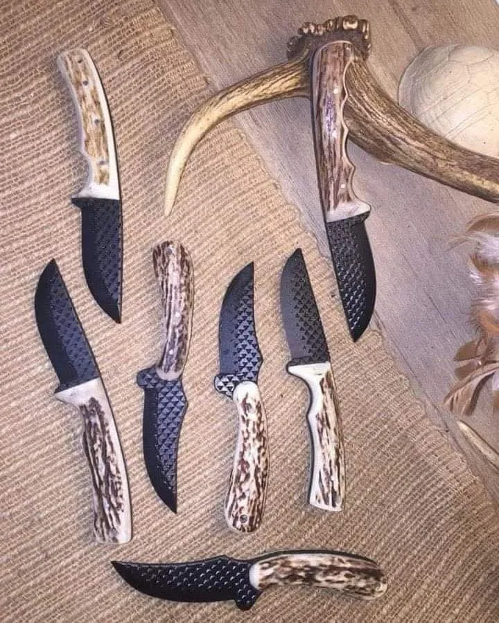 Damascus Skinner Knife Set — “Hunter’s Antler Collection”