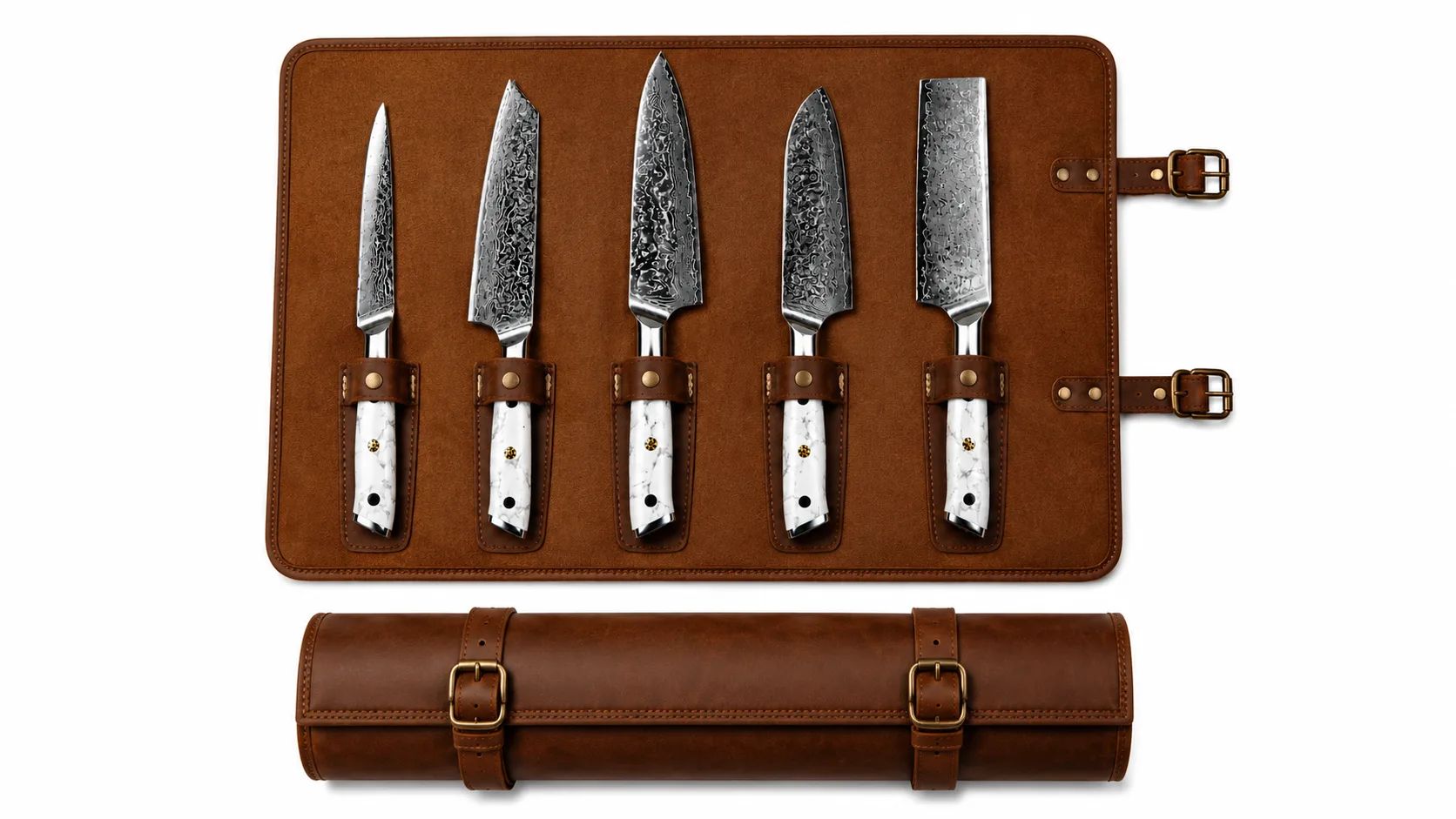 Royal White Damascus Chef Knife Set | 5-Piece