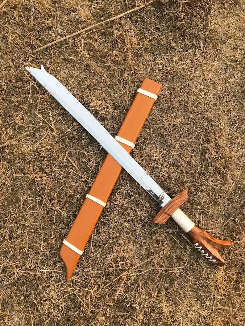Handcrafted Medieval-Style Sword with Leather Sheath