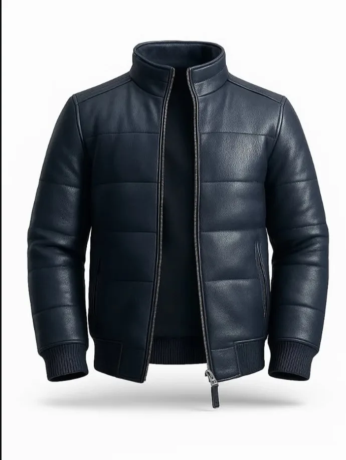 Blue Pure Leather Jacket