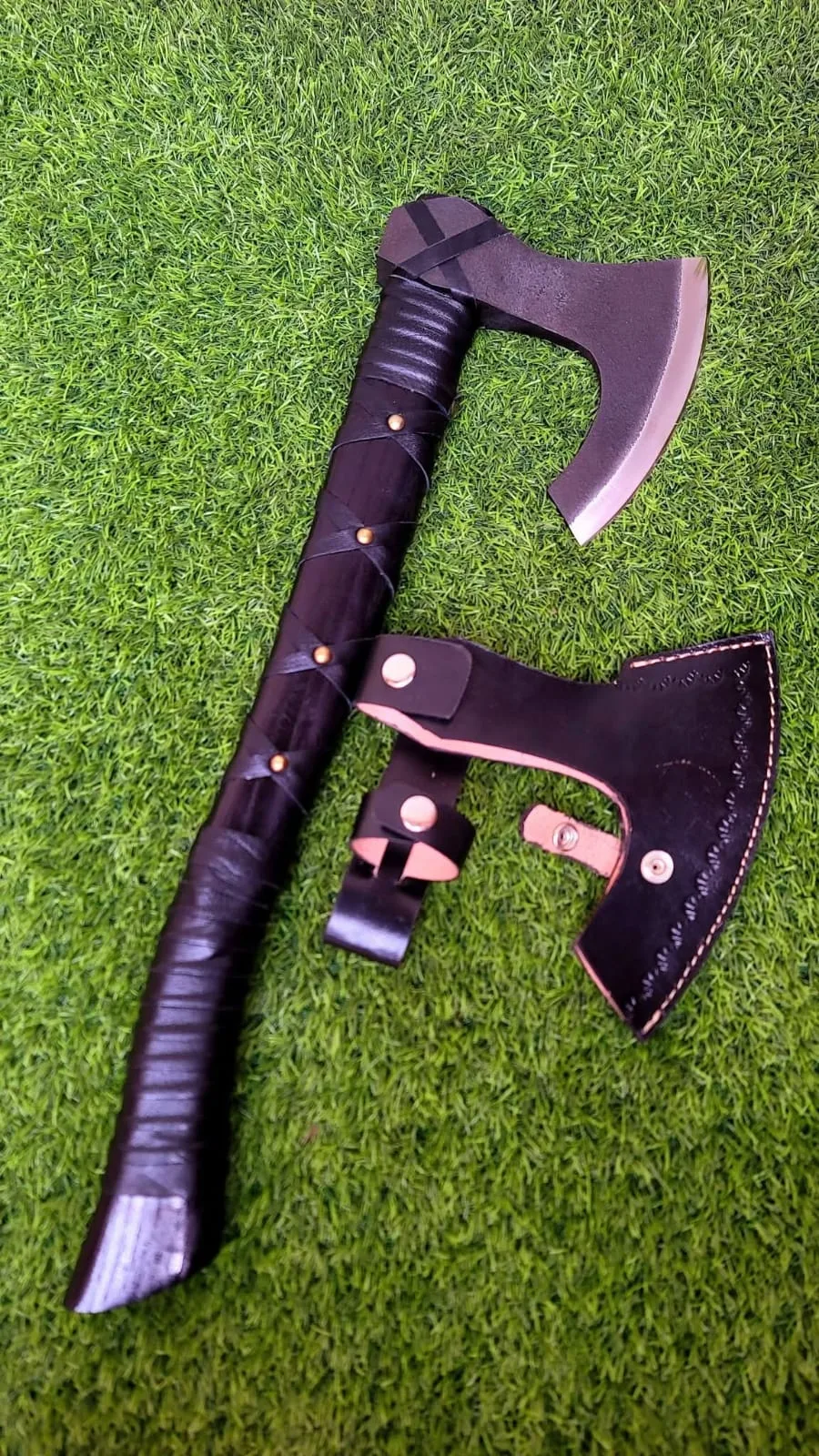 Handcrafted Curved Axe with Leather Sheath