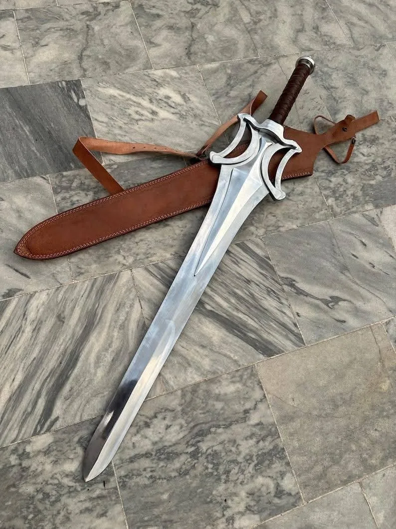 Handcrafted Medieval-Style Sword with Leather Scabbard